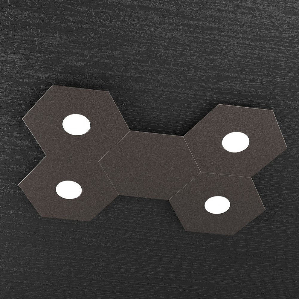 Plafoniera Moderna Moduli Hexagon Metallo Marrone Luci Led X W