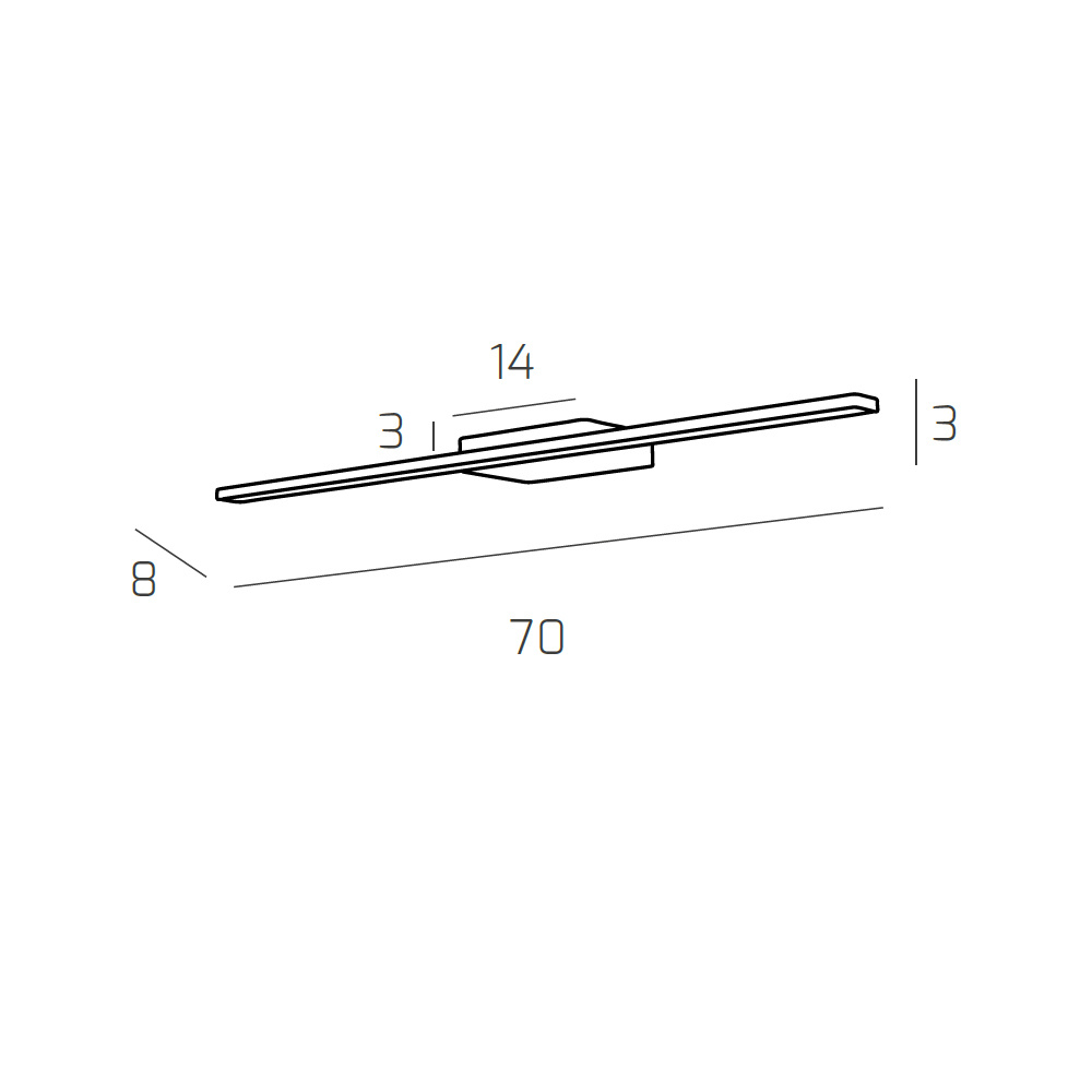 Applique Moderna Line Metallo Cromo Diffusore Acrilico B Led 11,2W Calda 70Cm 1154_AMC-CR