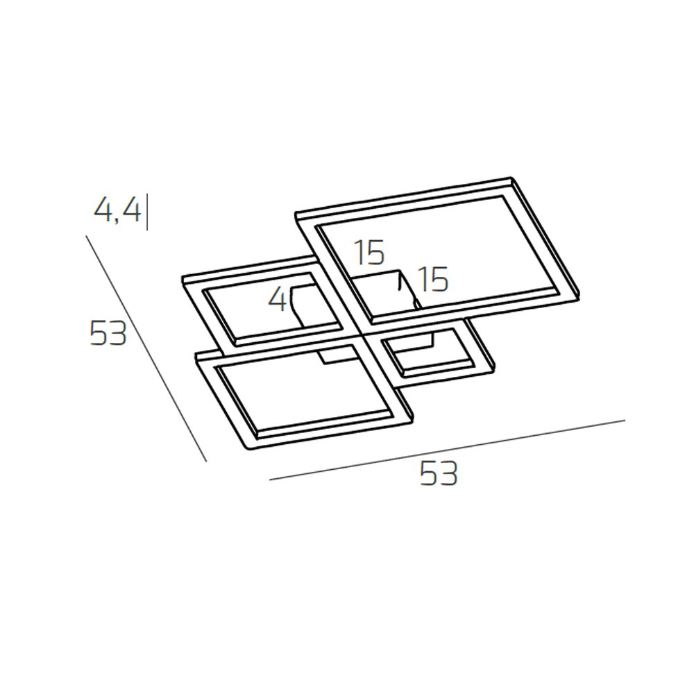 Plafoniera Moderna Quadrata Four Squares Alluminio Oro Brunito Led 71W 1162_55-OB
