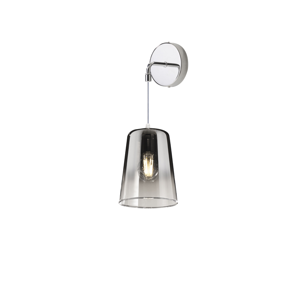 Applique Contemporanea Shaded Metallo Cromo Vetro Ambra 1 Luce E27