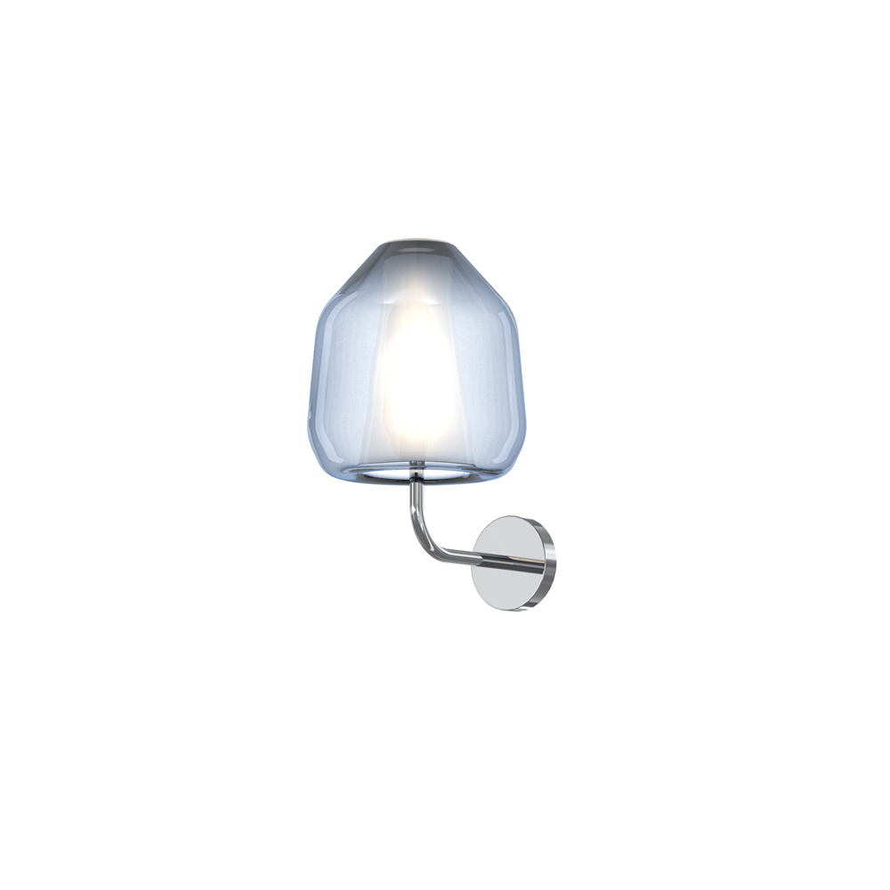 Applique Contemporanea Double Skin Beta Metallo Cromo Vetro Blu 1 Luce E27 1176CR_A_BETA-BL